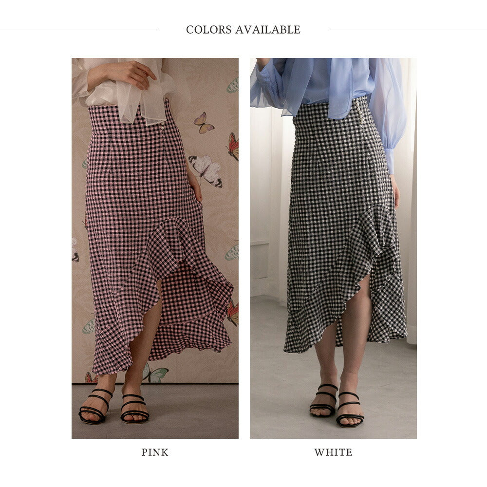 330028 ハイウエストギンガムチェックスカート