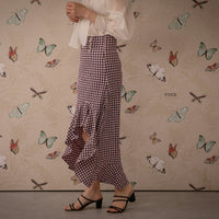 330028 ハイウエストギンガムチェックスカート