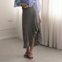 330028 ハイウエストギンガムチェックスカート