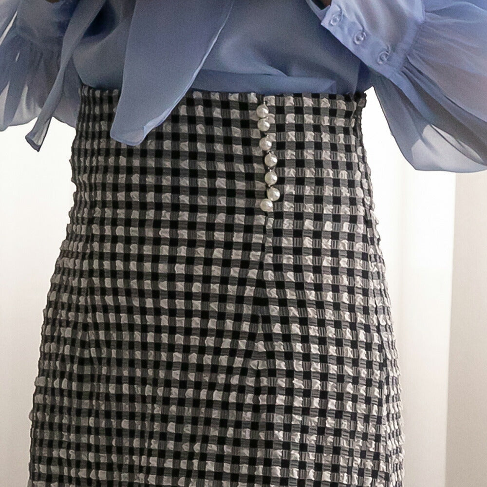 330028 ハイウエストギンガムチェックスカート