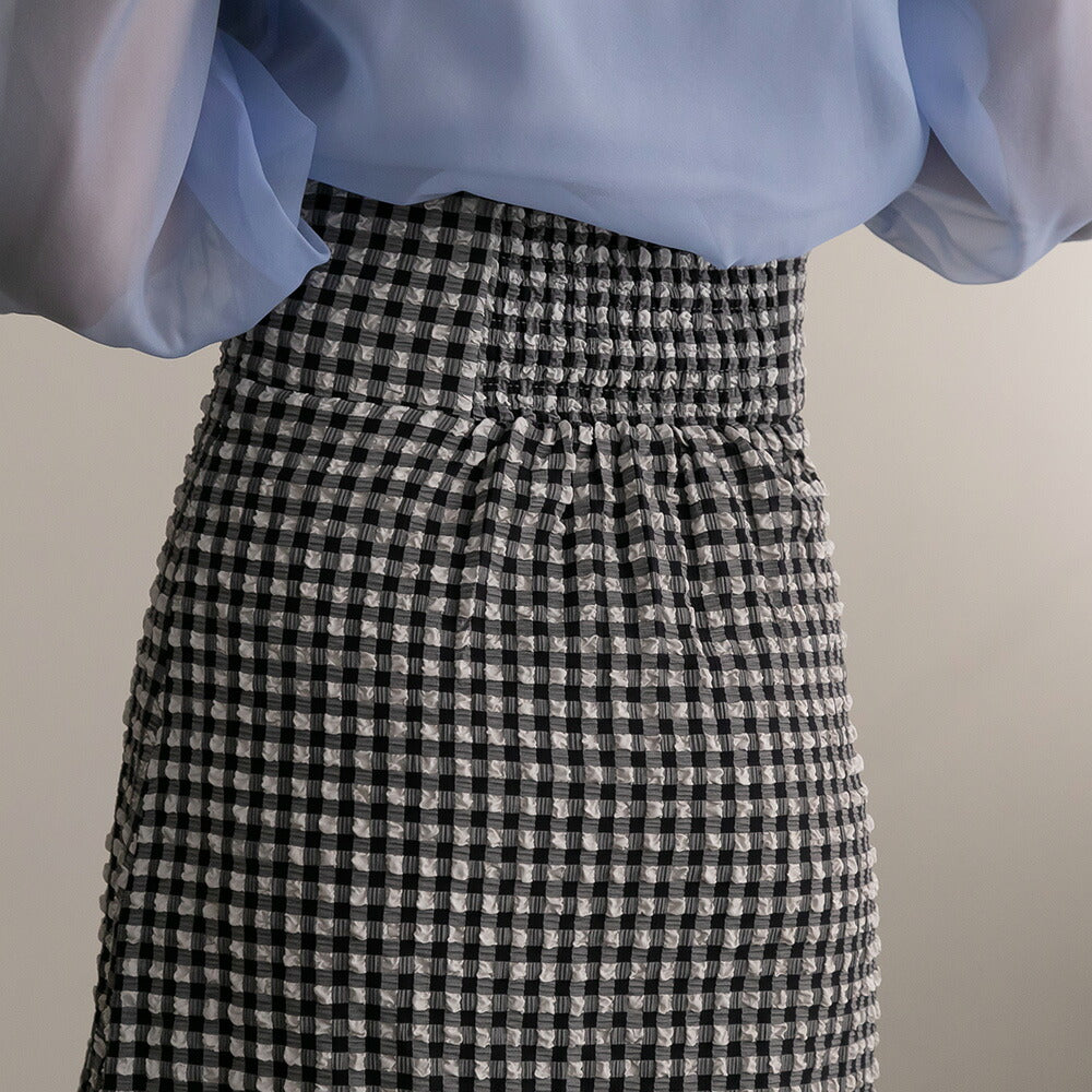 330028 ハイウエストギンガムチェックスカート