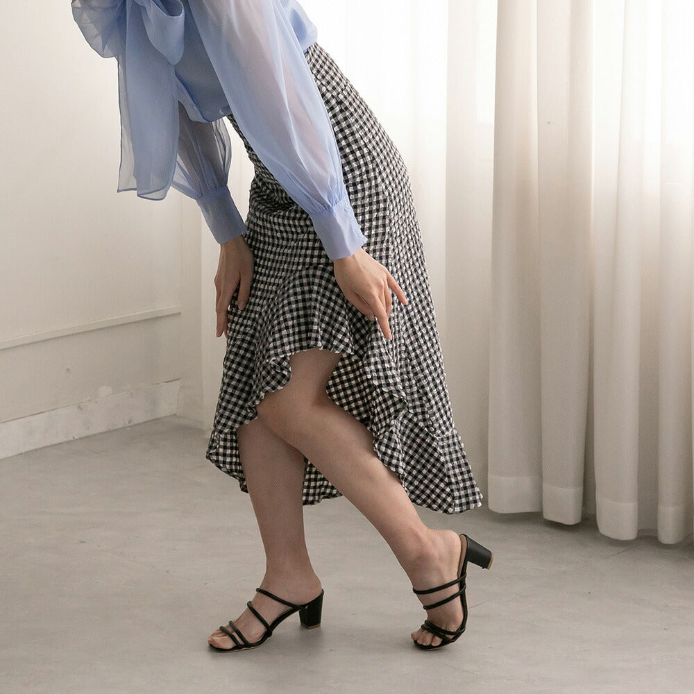 330028 ハイウエストギンガムチェックスカート