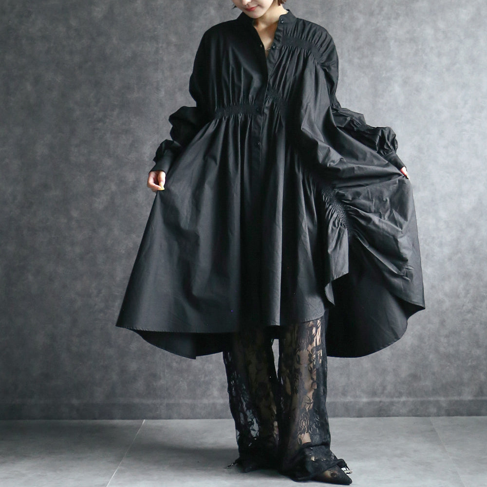 シャーリングシャツワンピース