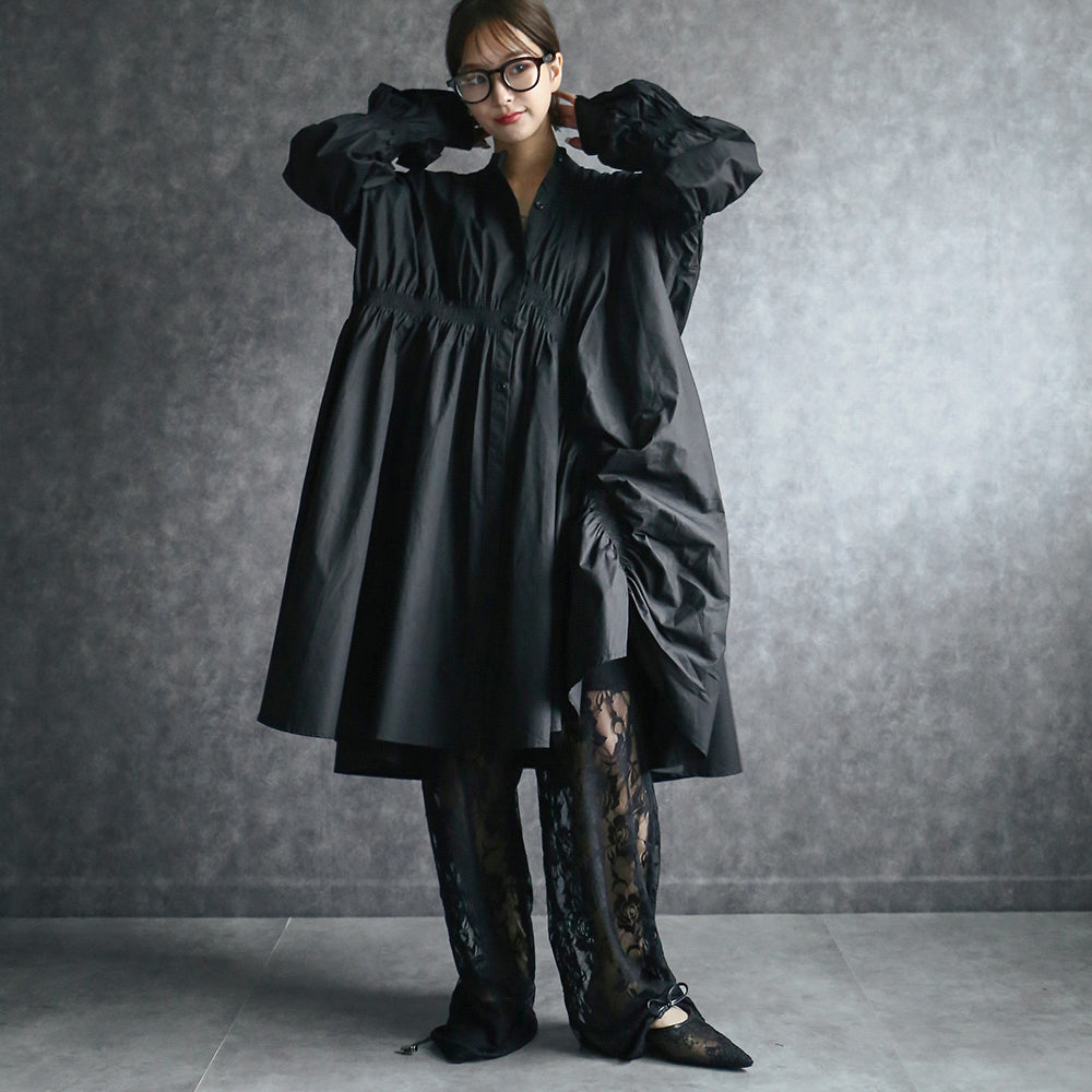 シャーリングシャツワンピース