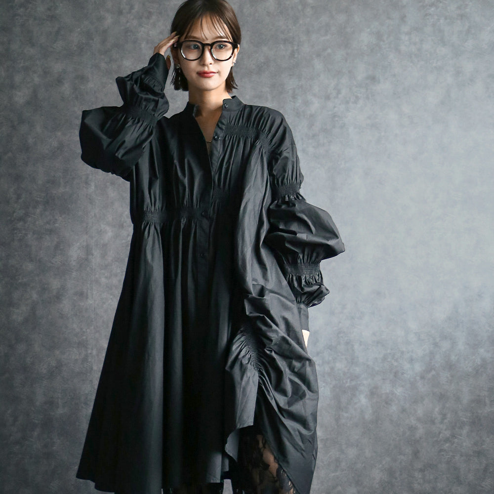 シャーリングシャツワンピース