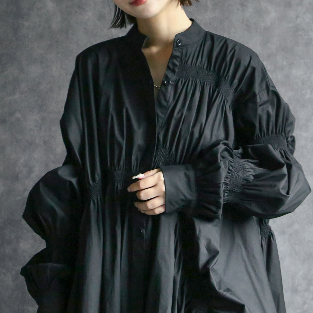 シャーリングシャツワンピース