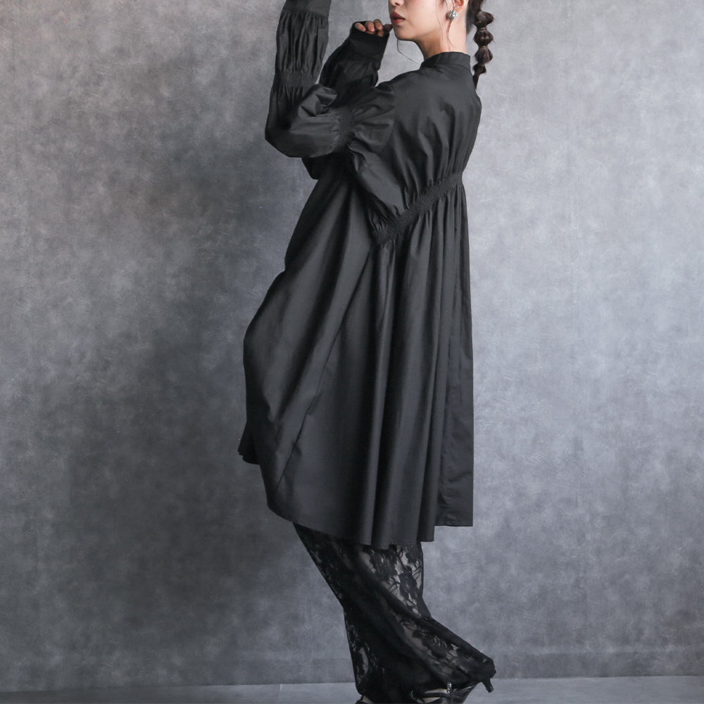 シャーリングシャツワンピース