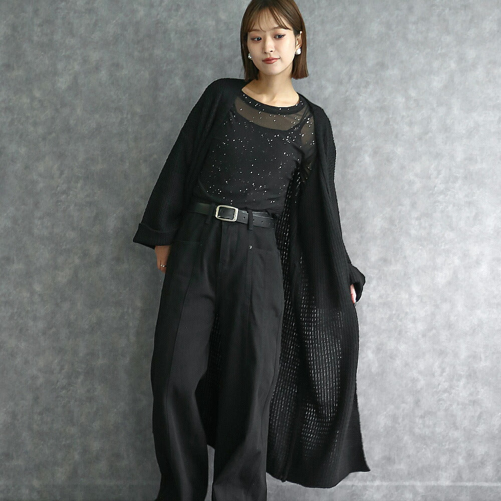 330086 クロシェニットロングカーディガン