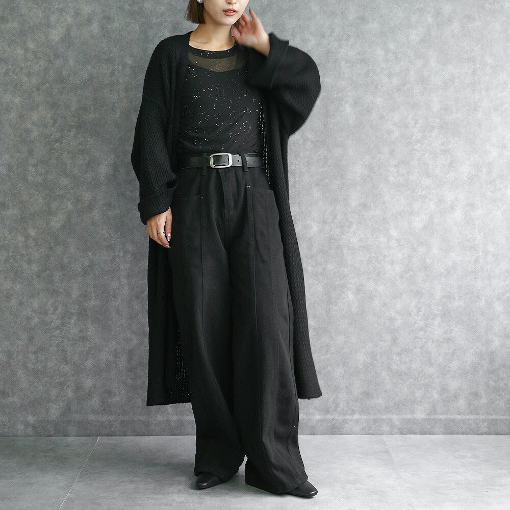 330086 クロシェニットロングカーディガン