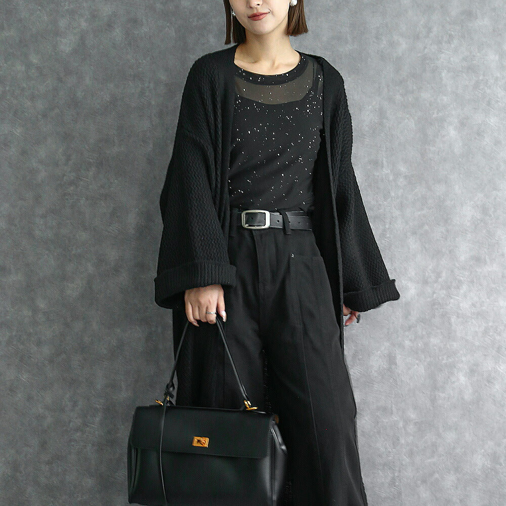 330086 クロシェニットロングカーディガン