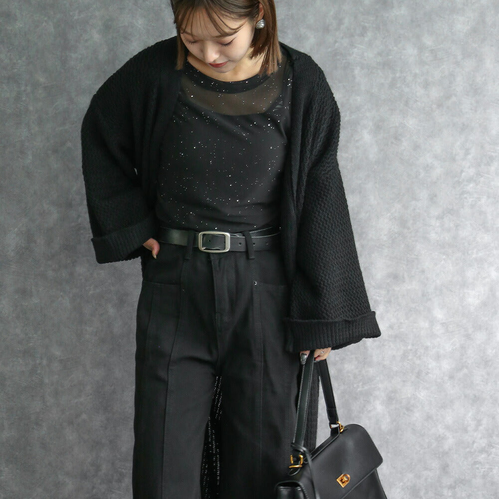 330086 クロシェニットロングカーディガン