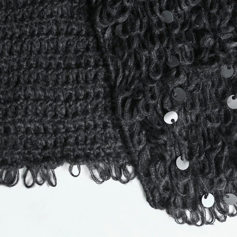 ループヤーン＆スパンコールショートカーディガン