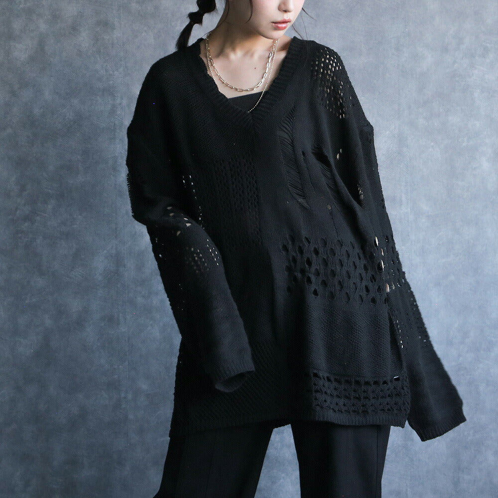 330091 シアーダメージニットプルオーバー