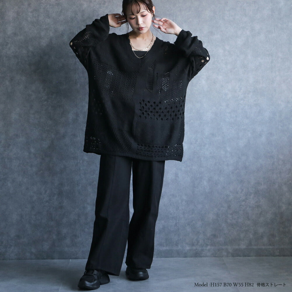 330091 シアーダメージニットプルオーバー