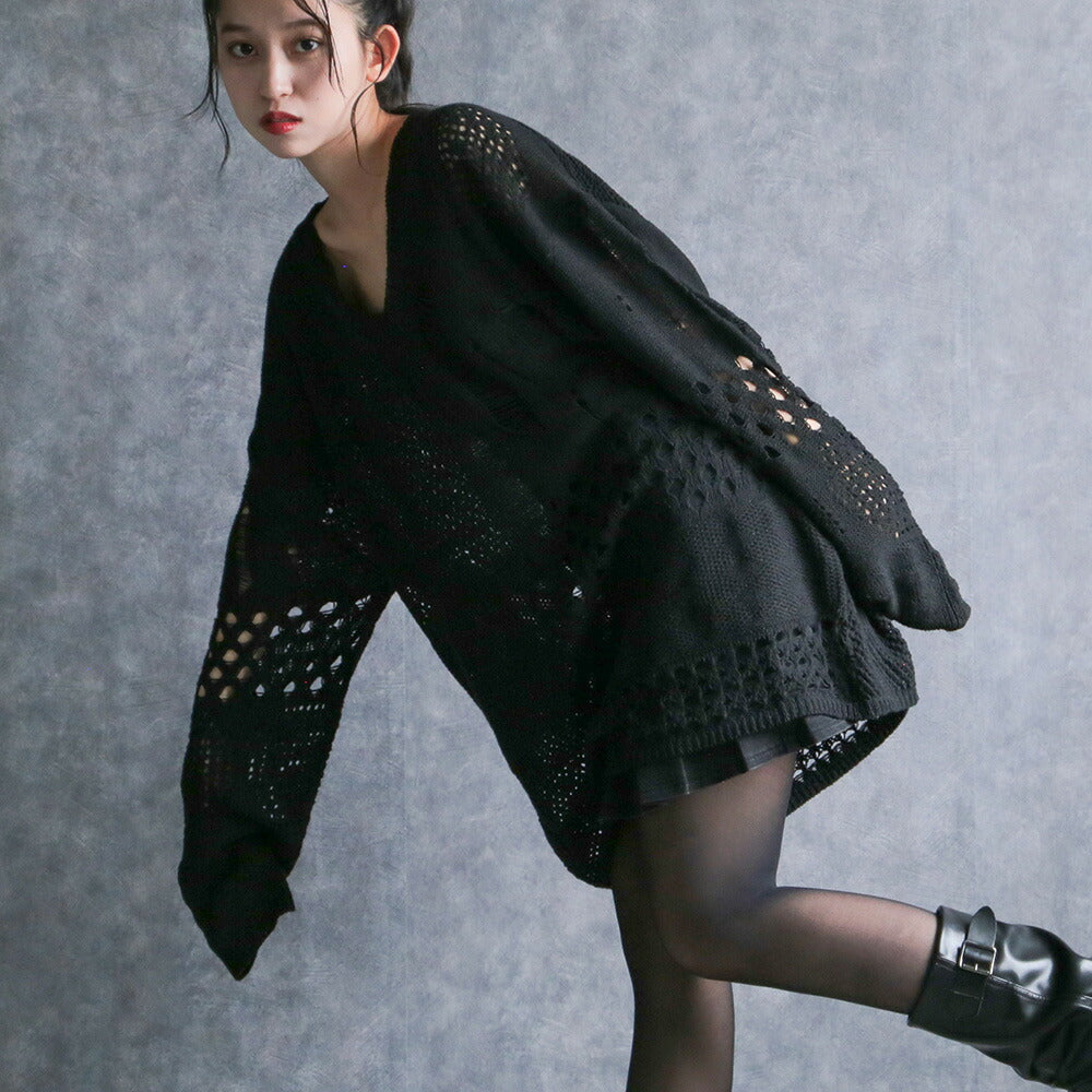 330091 シアーダメージニットプルオーバー