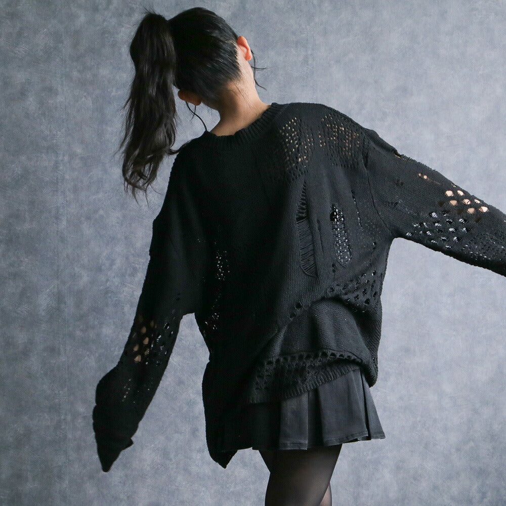 330091 シアーダメージニットプルオーバー