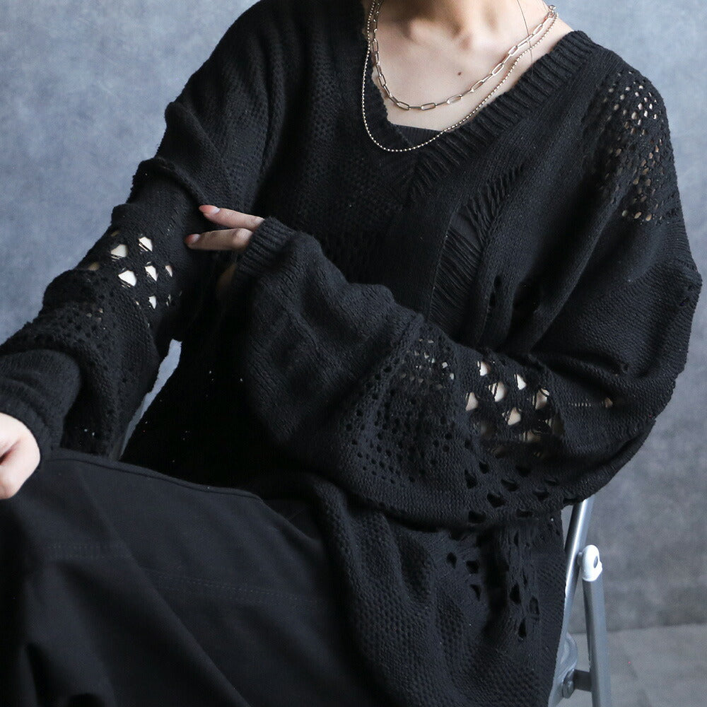 330091 シアーダメージニットプルオーバー