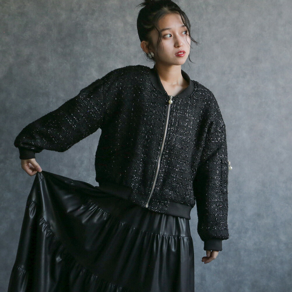 330093 ラメツイードブルゾン