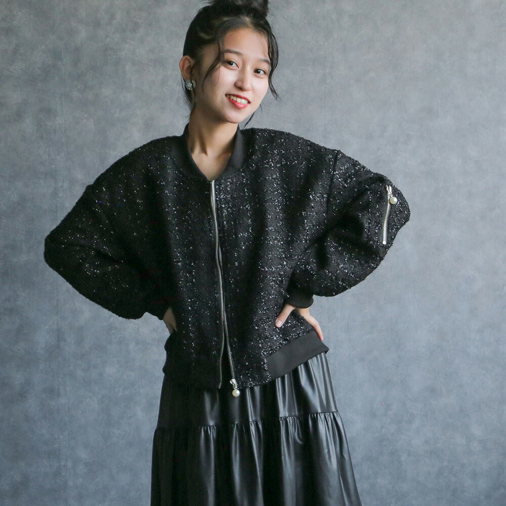 330093 ラメツイードブルゾン