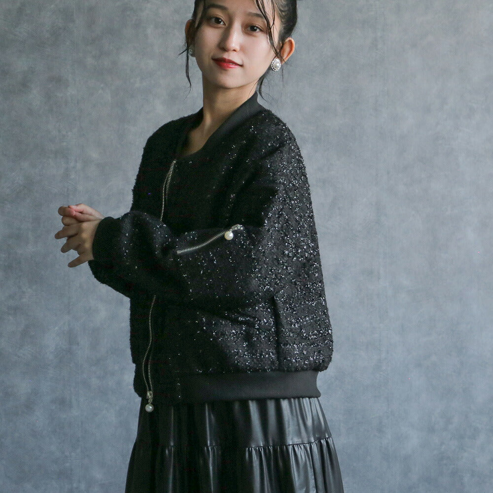 330093 ラメツイードブルゾン