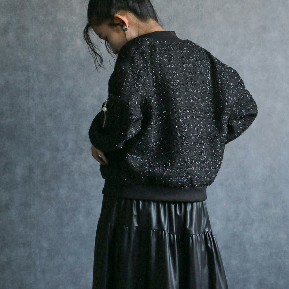 330093 ラメツイードブルゾン