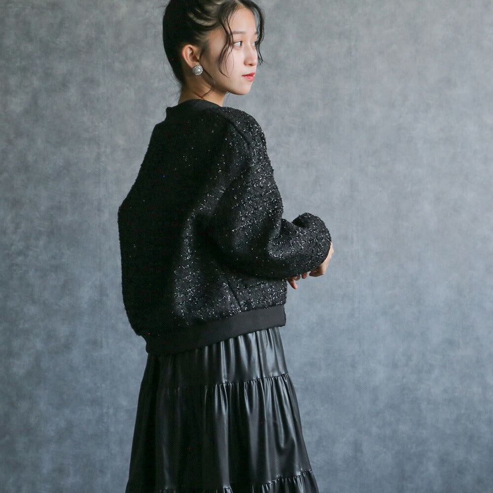 330093 ラメツイードブルゾン