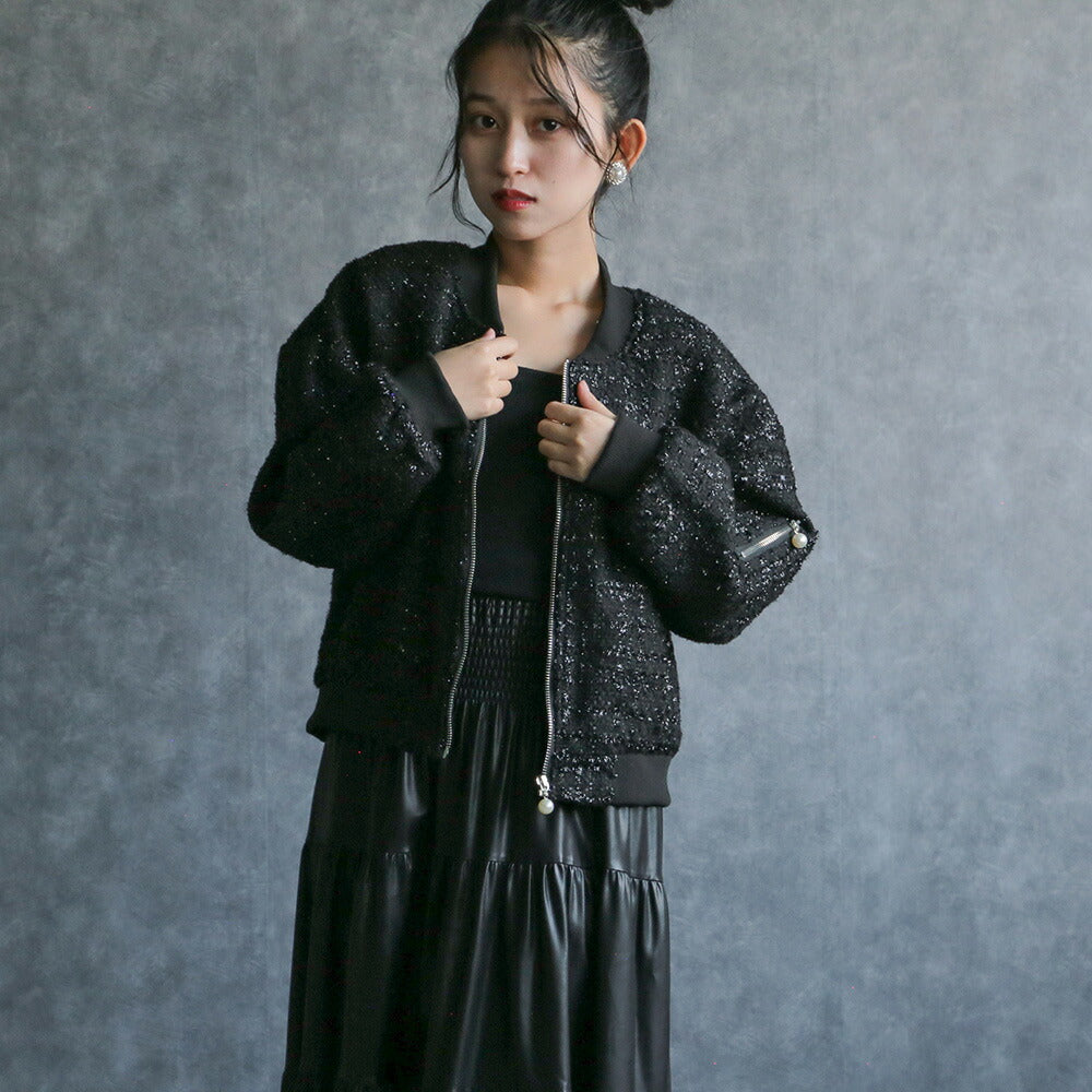 330093 ラメツイードブルゾン