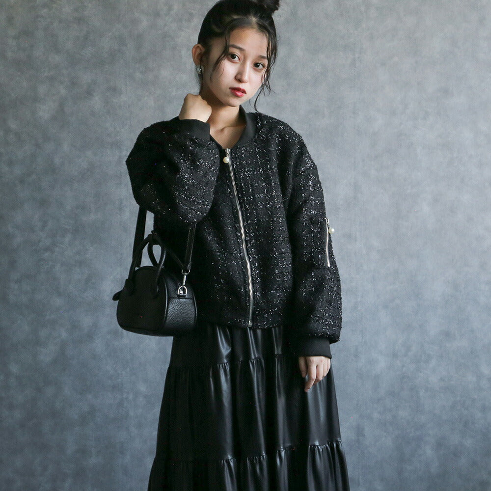 330093 ラメツイードブルゾン