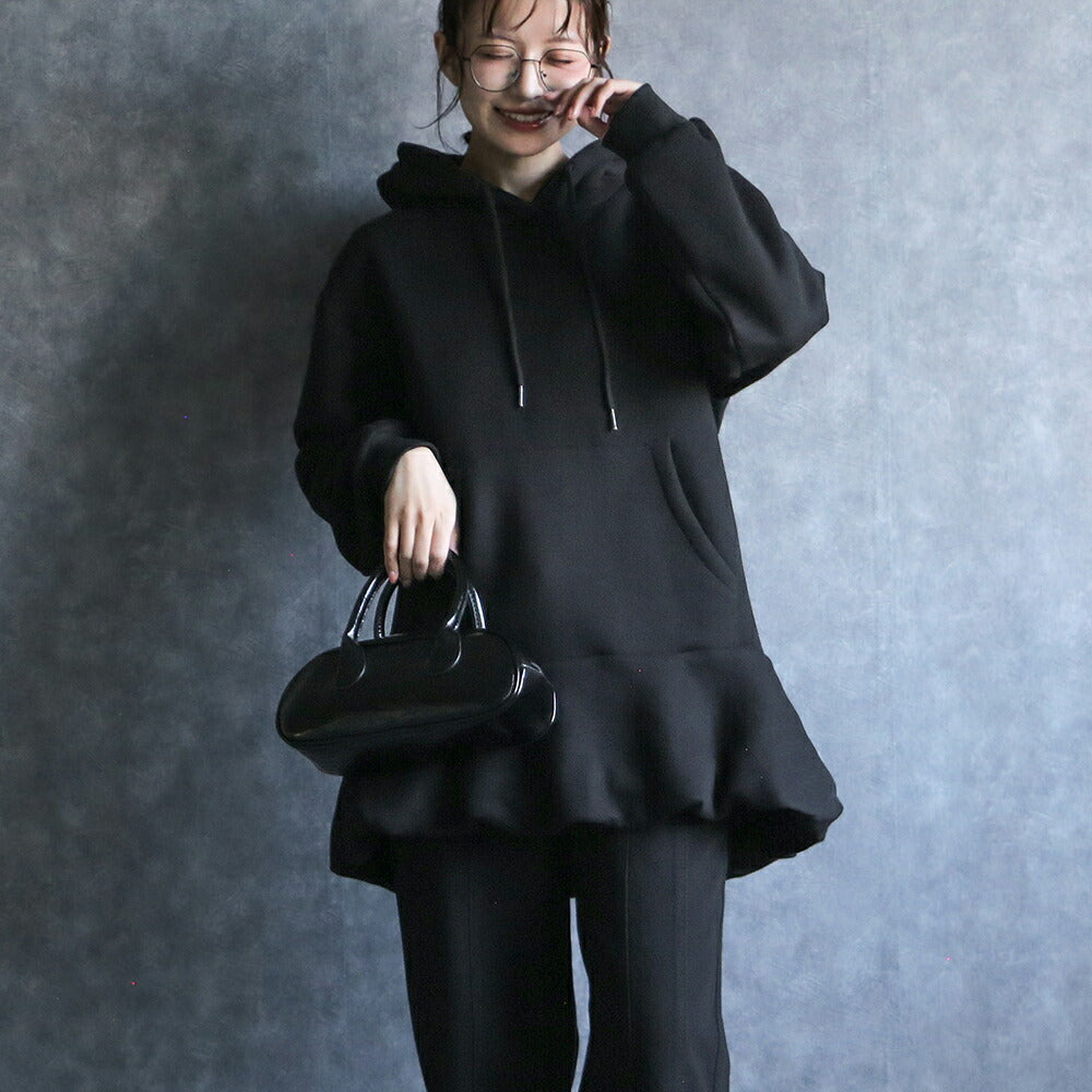 330096 裏起毛バルーンヘムロングパーカー