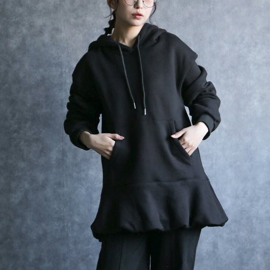 330096 裏起毛バルーンヘムロングパーカー