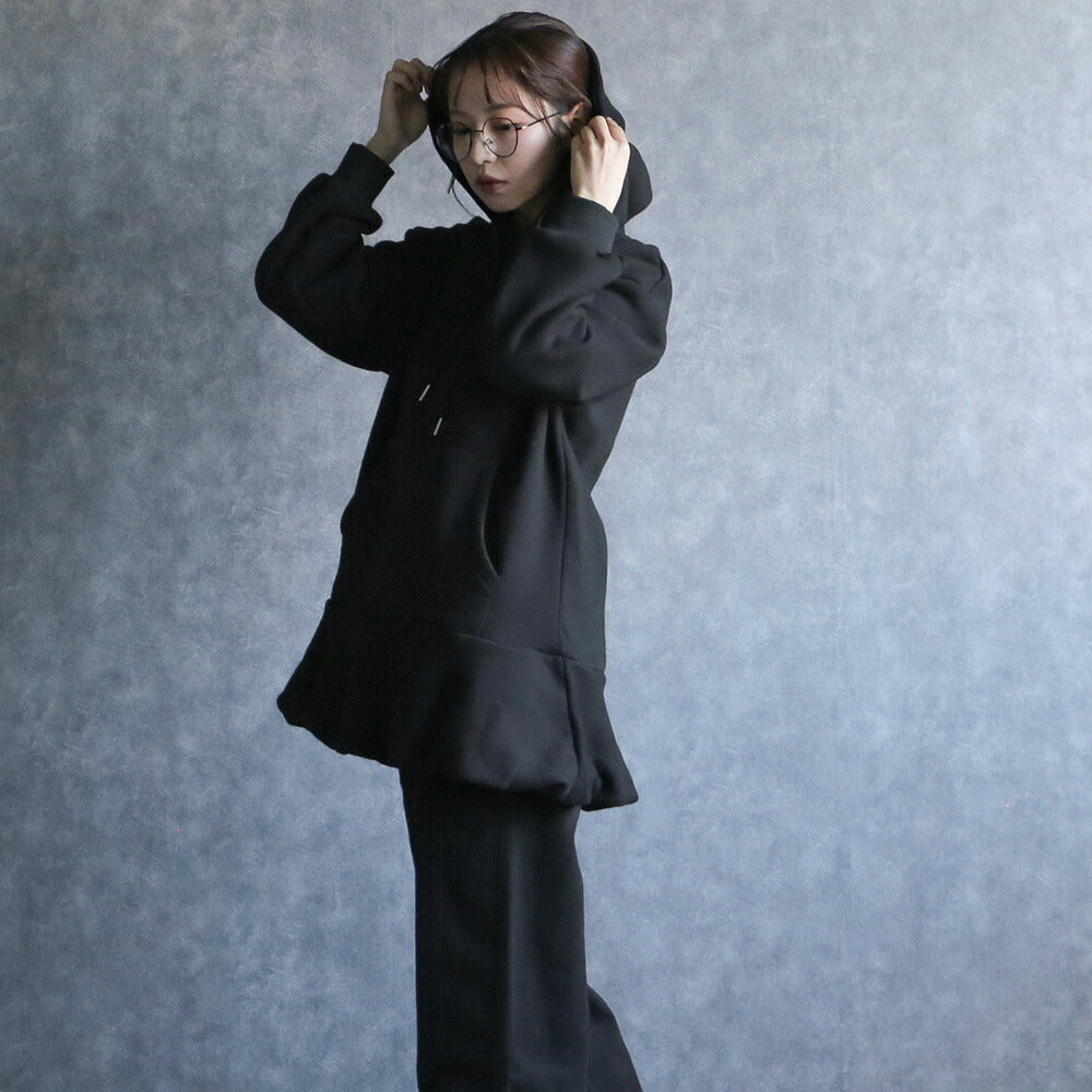 330096 裏起毛バルーンヘムロングパーカー