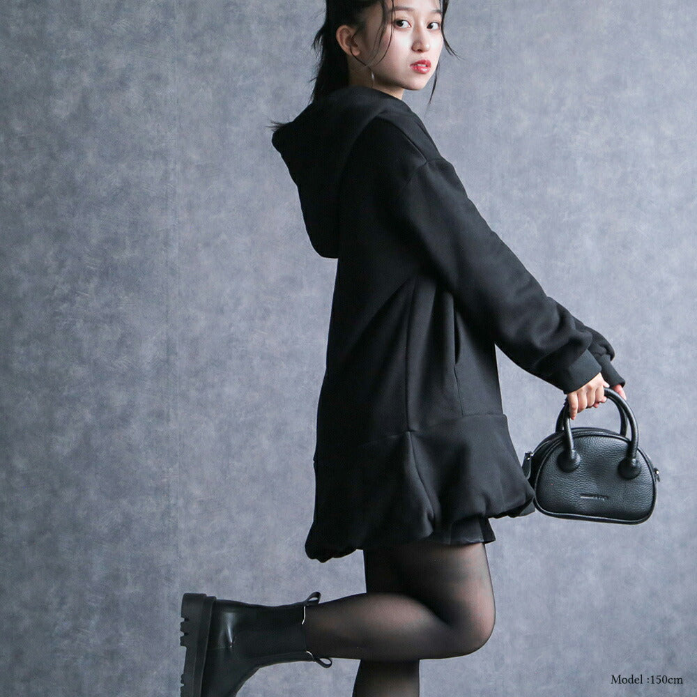 330096 裏起毛バルーンヘムロングパーカー