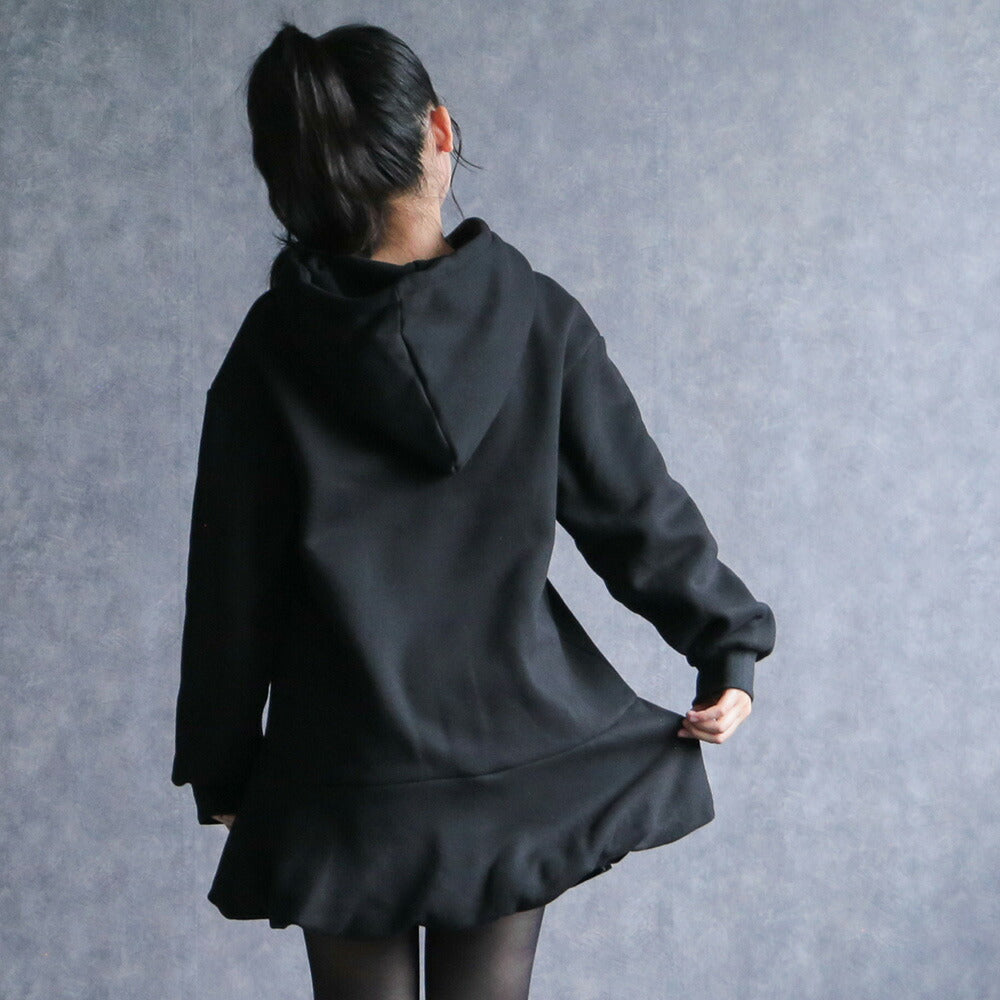 330096 裏起毛バルーンヘムロングパーカー