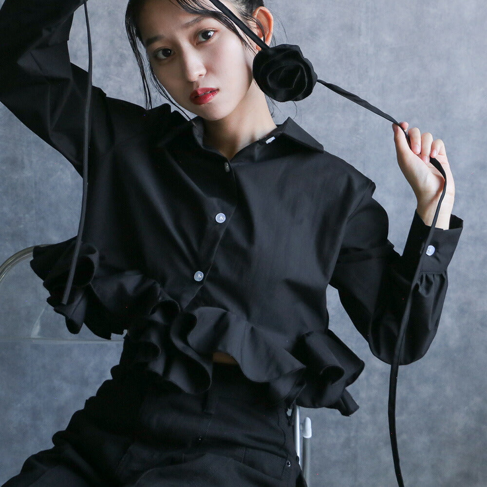 330097 ローズフリルシャツ