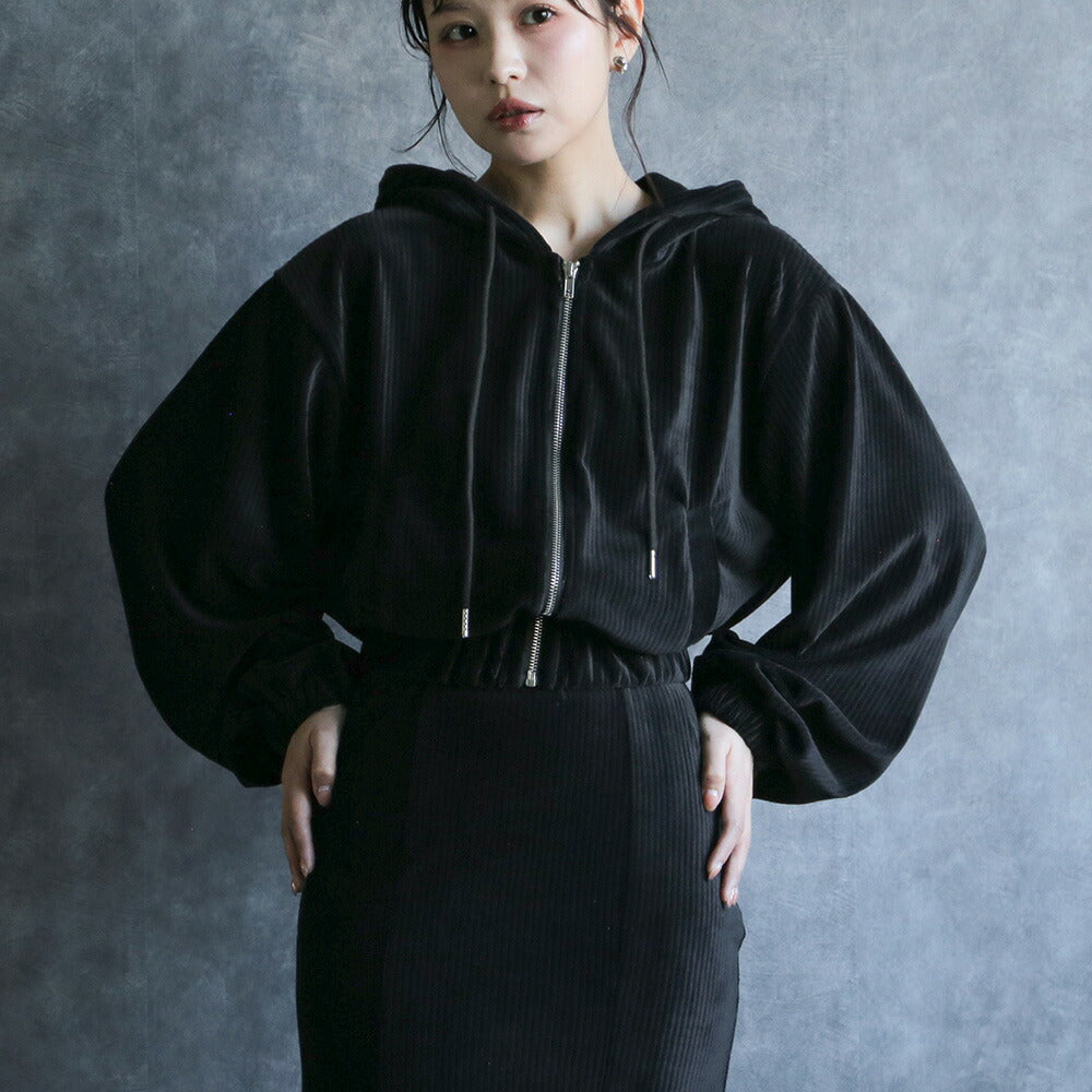 330100 ベルベットミニパーカー＆マーメイドスカート