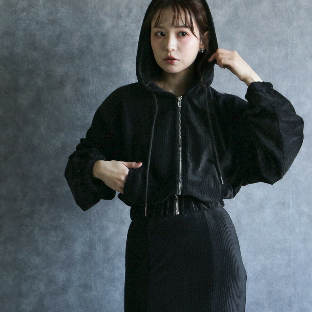 330100 ベルベットミニパーカー＆マーメイドスカート