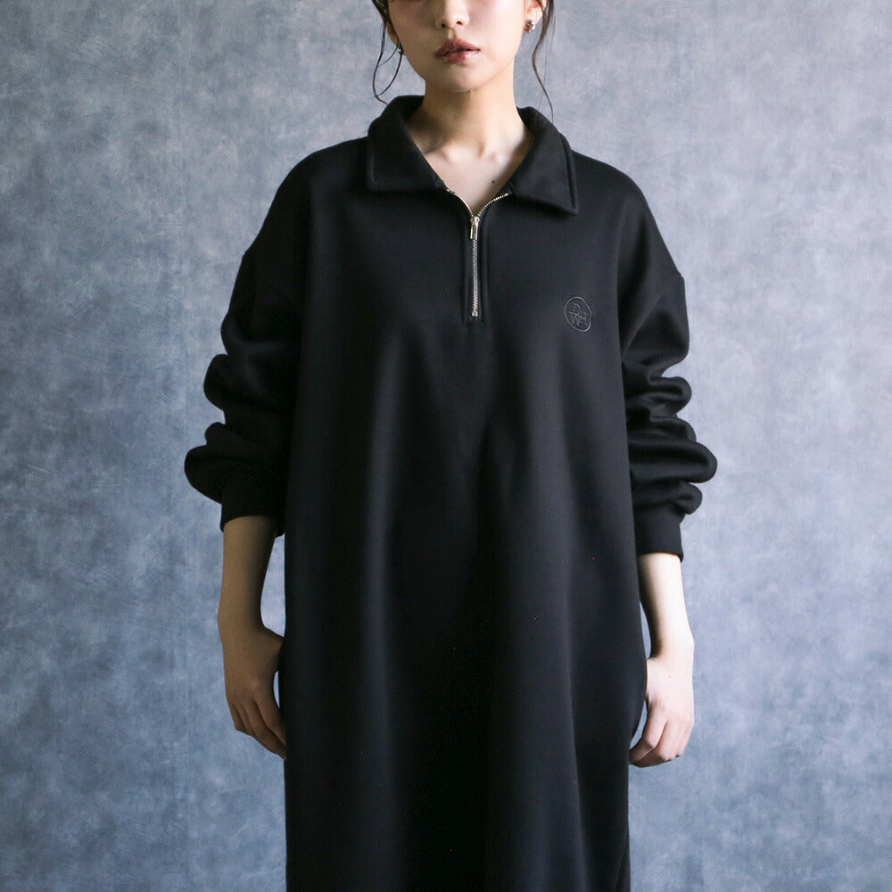 330102 ハーフジップ裏起毛スウェットワンピース