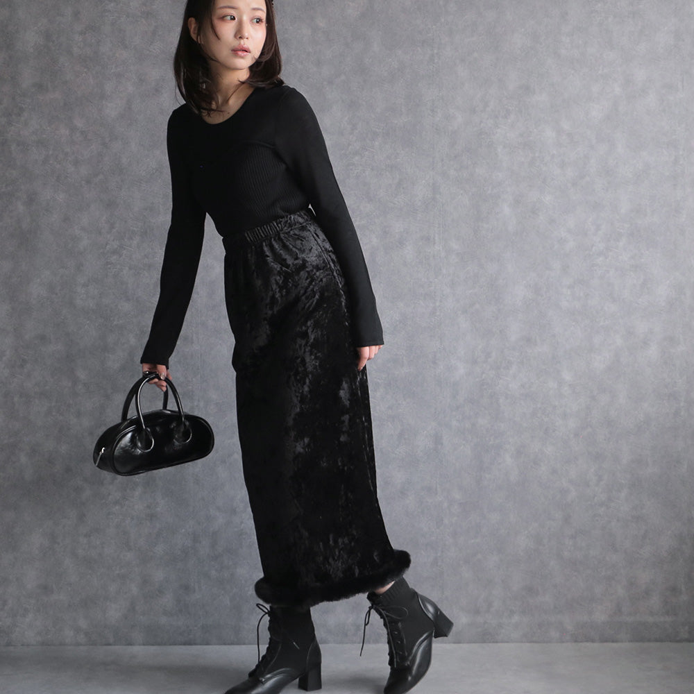 330107 クラッシュベロアナロースカート