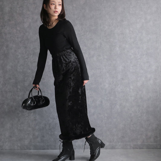 330107 クラッシュベロアナロースカート