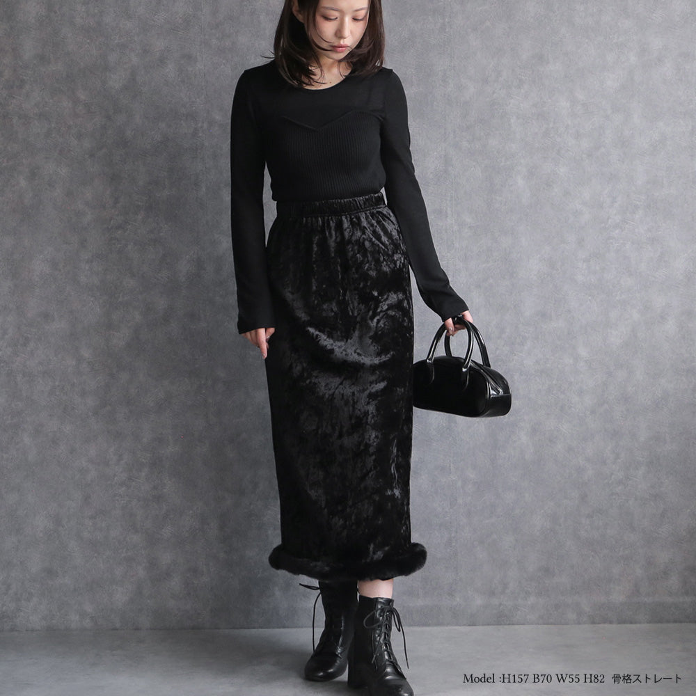 330107 クラッシュベロアナロースカート