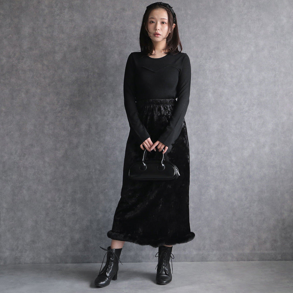 330107 クラッシュベロアナロースカート