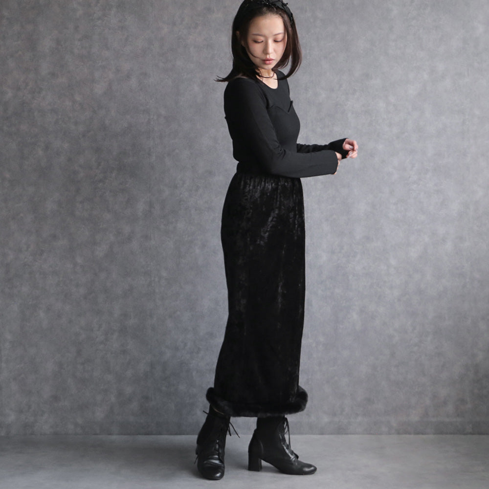 330107 クラッシュベロアナロースカート