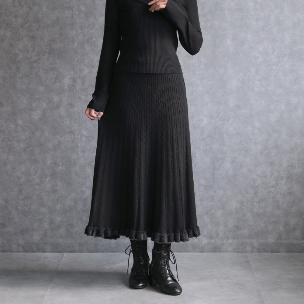 330108 リブニットメローフレアスカート