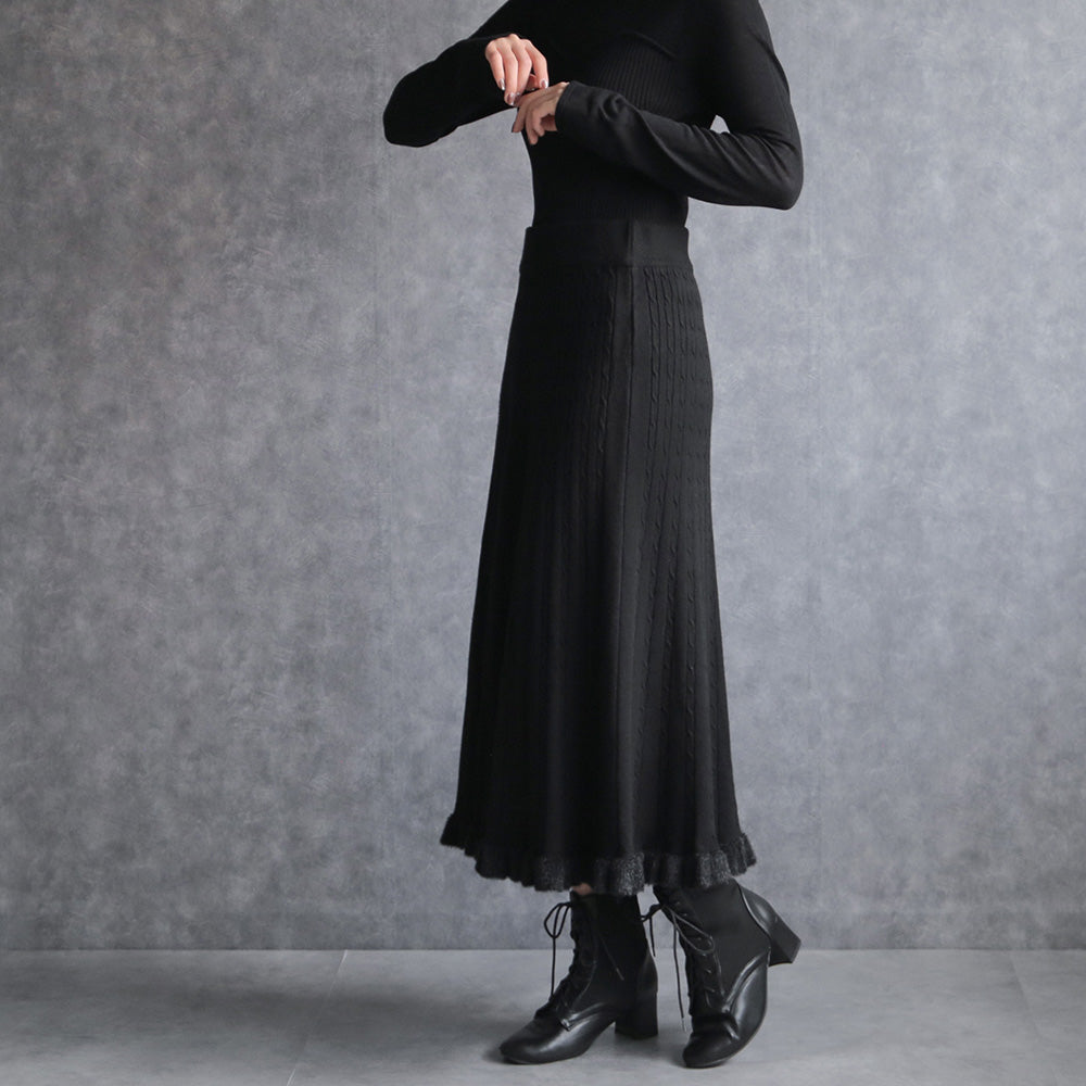 330108 リブニットメローフレアスカート