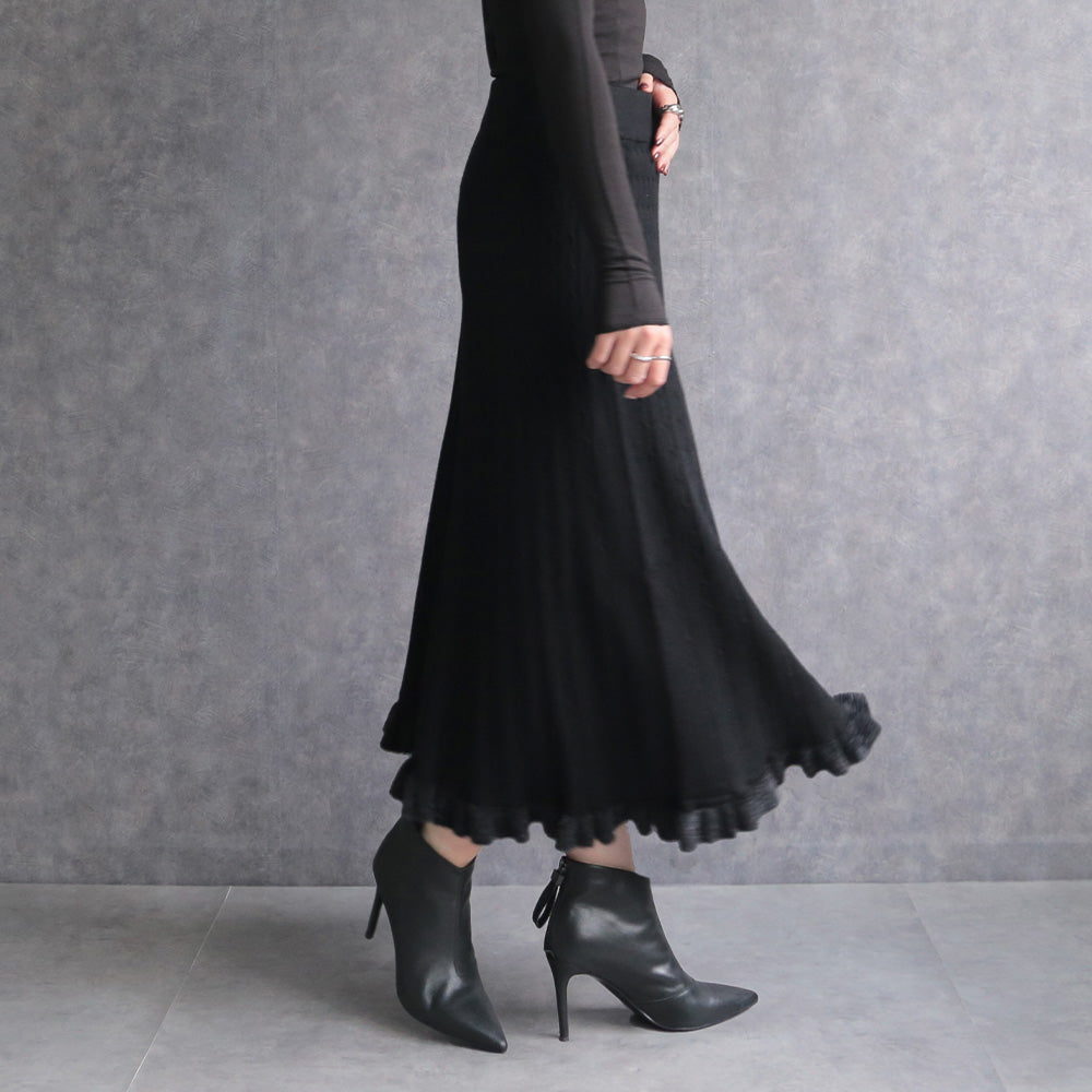 330108 リブニットメローフレアスカート