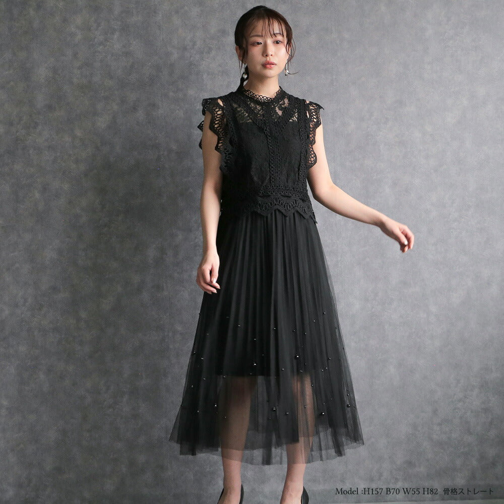 ケミカルレースノースリーブブラウス