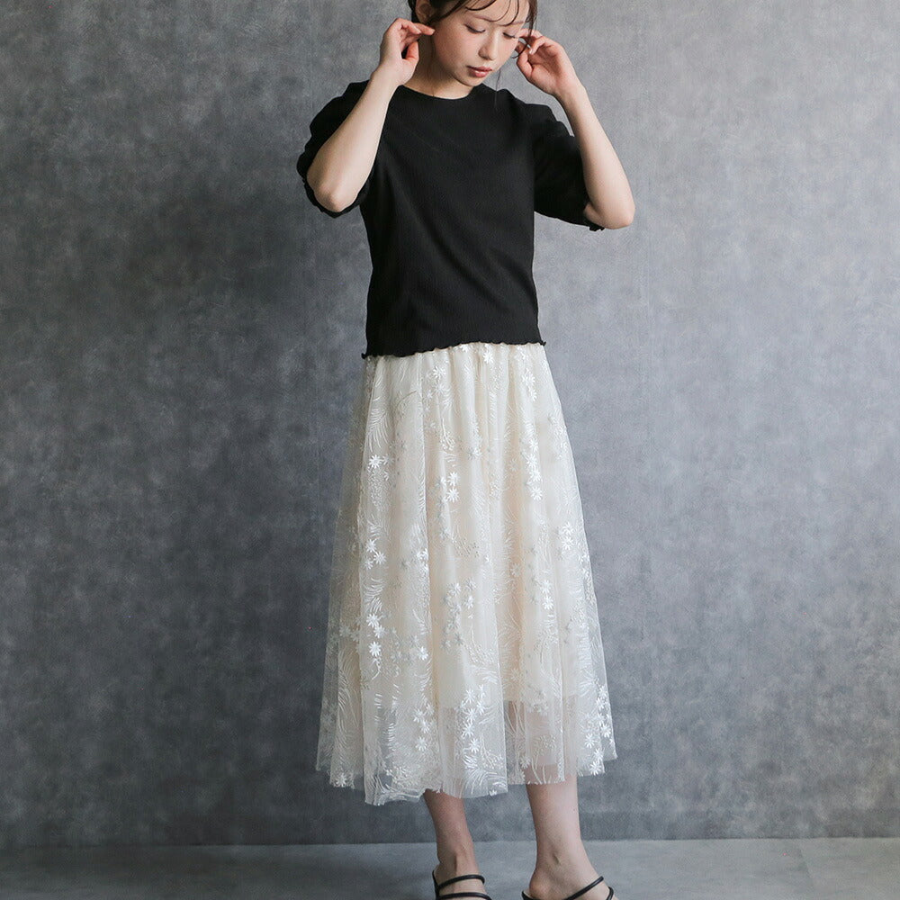 330143 タイニーフローラチュールスカート