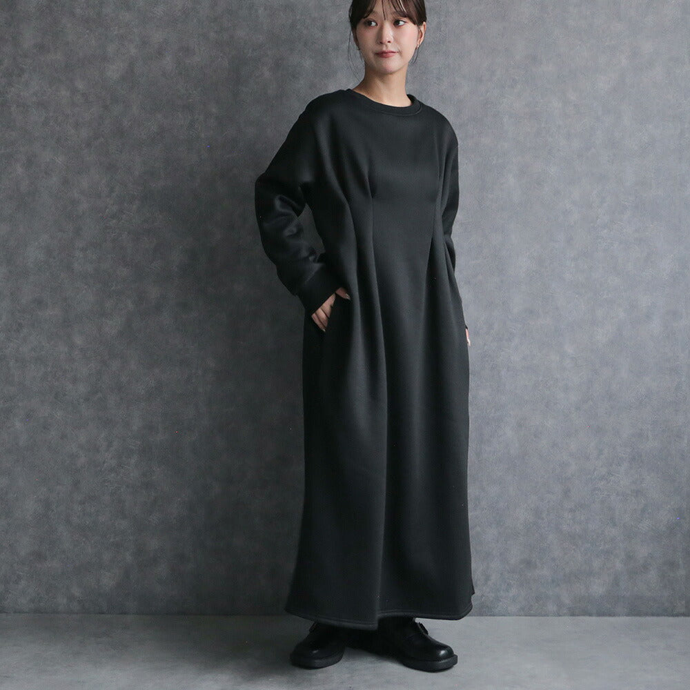 裏起毛きれいめスウェットロングワンピース
