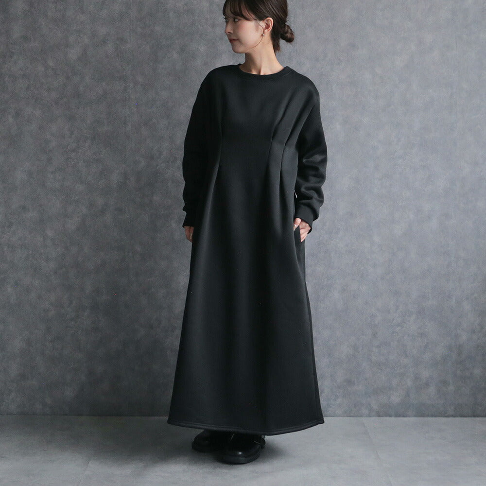 裏起毛きれいめスウェットロングワンピース