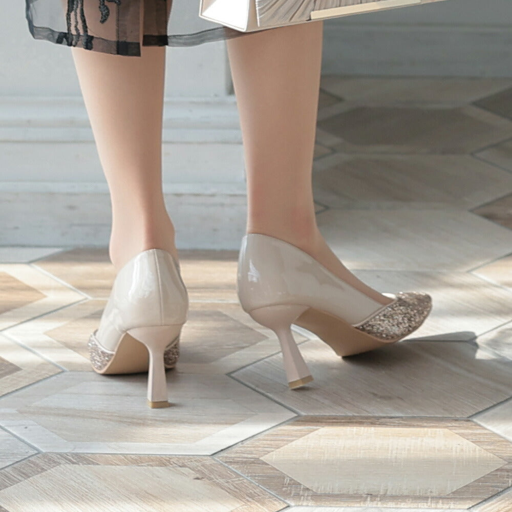 440002 グリッター・ラメヒールパンプス